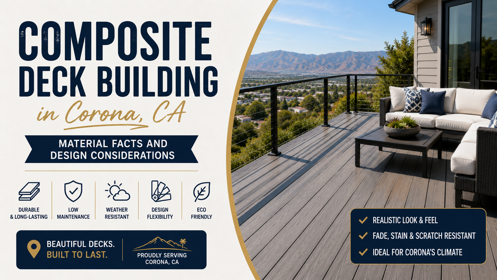 Composite Deck Building in Corona, CA: Material Facts and Design Considerations